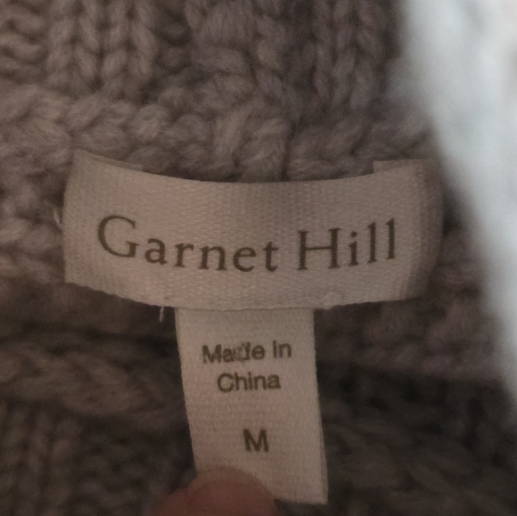 Garnet Hill 100% Cashmere Gray Chunky Knit Turtleneck Sweater Women’s M NWOT - Picture 6 of 7